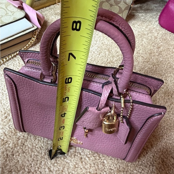 Coach Mini Zoe Satchel Pink Pebbled Leather Lock Key Crossbody Style 8015 - Picture 9 of 16